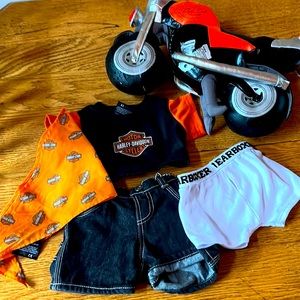 Build A Bear Harley- Davidson outfit and motorcycle.